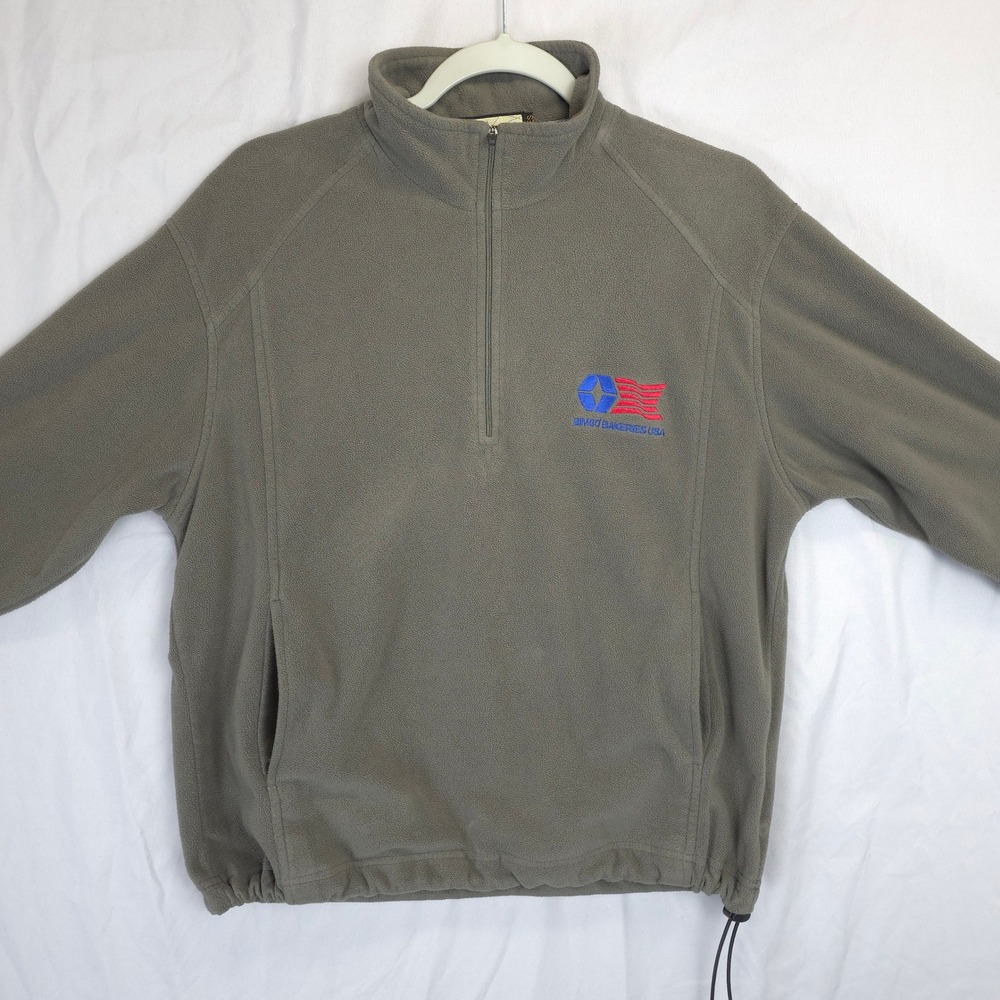 Bimbo Bakeries USA Ladies‎ M Fleece 1/4 Zip Pullover Sweatshirt Logo Olive Work